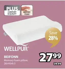 JYSK WELLPUR BEIFONN Memory foam pillow offer