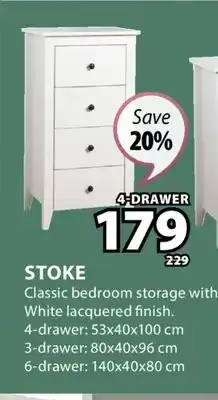 JYSK STOKE Classic bedroom storage with White lacquered finish offer