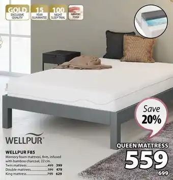 JYSK WELLPUR F85 Memory foam mattress offer