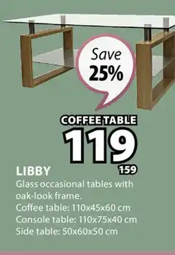 JYSK LIBBY Glass occasional tables with oak-look frame offer