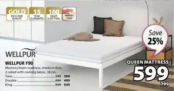 JYSK WELLPUR F90 Memory foam mattress offer