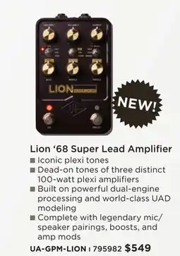 Long & McQuade UNIVERSAL AUDIO Lion '68 Super Lead Amplifier offer