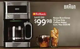 Walmart Braun BrewSense 12-Cup Drip Coffee Maker offer