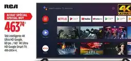 Canadian Tire RCA 60 4K Ultra HD Google Smart TV offer