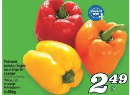 Marché Richelieu POIVRONS JAUNES, ROUGES OU ORANGE DE CHAMPS | YELLOW, RED OR ORANGE FIELD PEPPERS offer