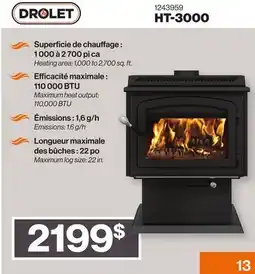 Patrick Morin DROLET Wood Stove, Ht-3000 offer