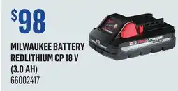 Canac Milwaukee Battery REDLITHIUM CP 18 V (3.0 Ah) offer