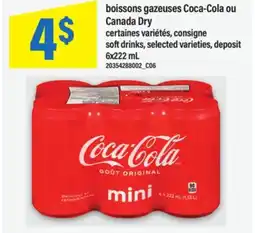 Maxi boissons gazeuses Coca-Cola ou Canada Dry | soft drinks, 6x222 mL offer