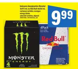 Maxi boissons énergisantes Monster 4x473 mL ou Red Bull 4x250 mL | energy drinks offer