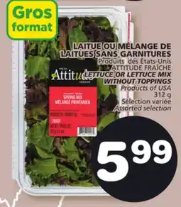 Marches Tradition ATTITUDE FRAÎCHE LETTUCE OR LETTUCE MIX WITHOUT TOPPINGS offer