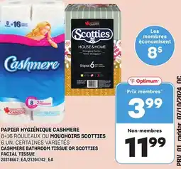 Provigo PAPIER HYGIÉNIQUE CASHMERE, 8=168=16 ROULEAUX OU MOUCHOIRS SCOTTIES, 6 UN offer