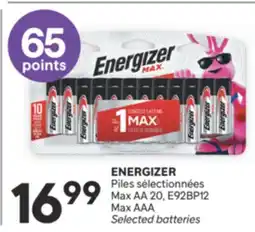 Brunet ENERGIZER Piles sélectionnées Max AA 20, E92BP12 offer