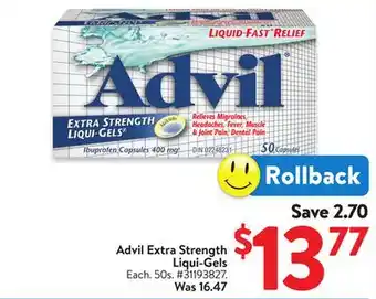 Walmart Advil Extra Strength Liqui-Gels offer