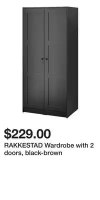 IKEA RAKKESTAD Wardrobe with 2 doors, black-brown offer