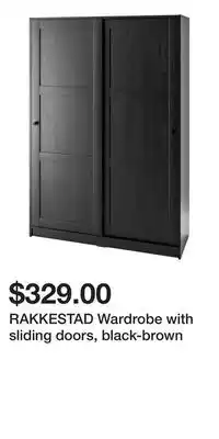 IKEA RAKKESTAD Wardrobe with sliding doors, black-brown offer