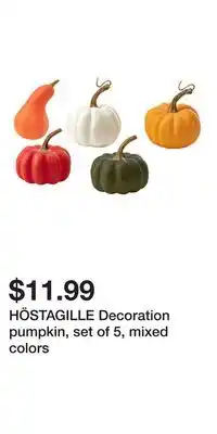 IKEA HÖSTAGILLE Decoration pumpkin, set of 5, mixed colors offer