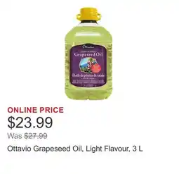Costco Ottavio Grapeseed Oil, Light Flavour, 3 L offer