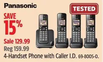 Canadian Tire Panasonic 4-Handset Phone with Caller I.D offer