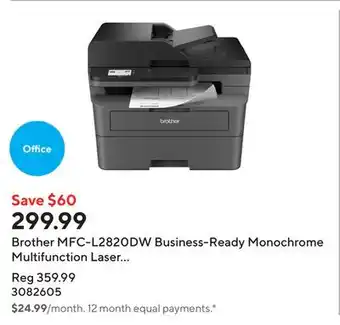 Staples Brother MFC-L2820DW Business-Ready Monochrome Multifunction Laser Printer offer