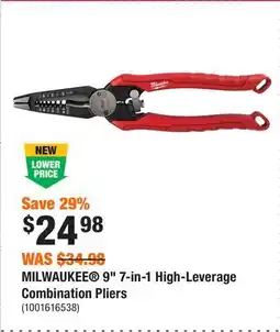 Home Depot MILWAUKEE 9 7-in-1 High-Leverage Combination Pliers offer