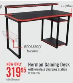 The Brick Hermes 50 Gaming Office Desk - Black with Red Trim offer