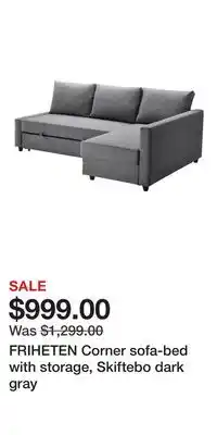 IKEA FRIHETEN Corner sofa-bed with storage, Skiftebo dark gray offer