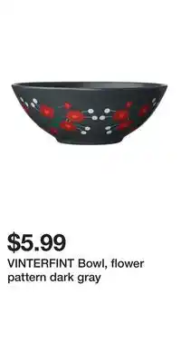 IKEA VINTERFINT Bowl, flower pattern dark gray offer