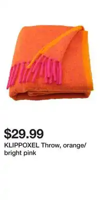 IKEA KLIPPOXEL Throw, orange/bright pink offer