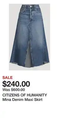 Holt Renfrew CITIZENS OF HUMANITY Mina Denim Maxi Skirt offer