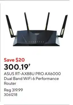 Staples ASUS RT-AX88U PRO AX6000 Dual Band WiFi 6 Performance Router offer