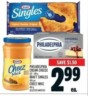 Metro Philadephia Cream Cheese, Kraft Singles and Cheese Whiz offer