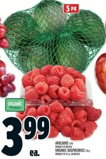 Metro Avocados and Organic Raspberries offer