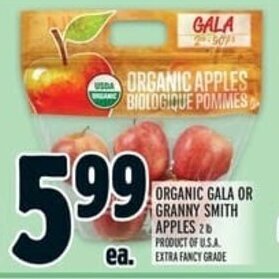 Metro Organic Gala or Granny Smith Apples offer