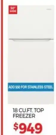 Tepperman's 18 Cu Ft Top Freezer offer
