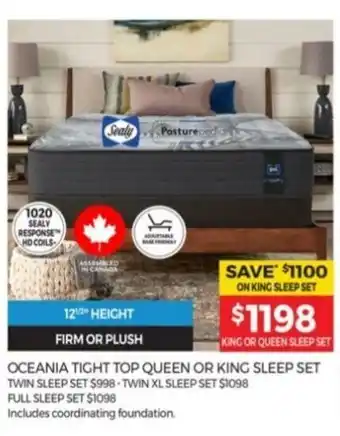 Tepperman's Oceania Tight Top Queen Or King Sleep Set offer