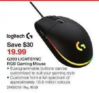 Staples G203 Lightsync RGB Gaming Mouse offer