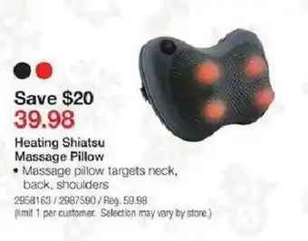 Staples Heating Shiatsu Massage Pillow offer