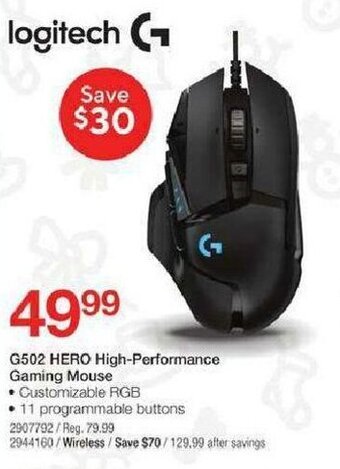 Staples G502 HERO High-Performance Gaming Mouse offer
