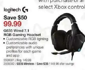 Staples G635 Wired 7.1 RGB Gaming Headset offer