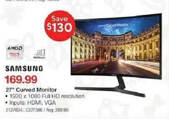 Staples 27" Curved Monitor offer
