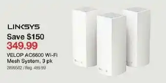 Staples Velop AC6600 Wi-Fi Mesh System, 3pk offer
