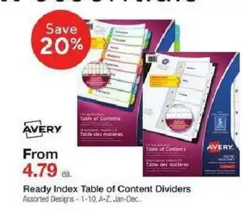Staples Ready Index Table Of Content Dividers offer
