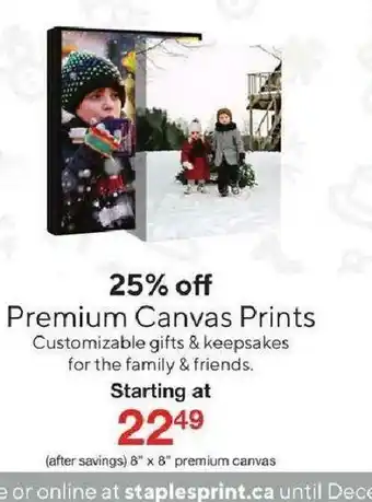 Staples Premium Canvas Prints offer