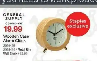 Staples Wooden Case Alarm Clock offer