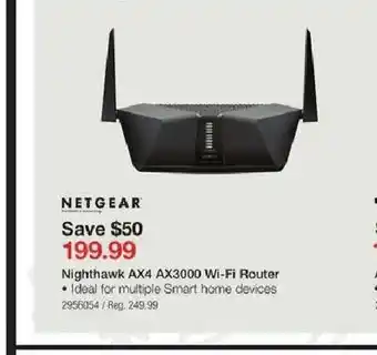 Staples Nighthawk AX4 AX3000 Wi-Fi Router offer