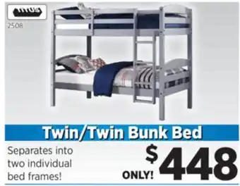 Surplus Furniture Grey Twin & Twin Bunk Bed offer