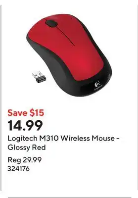 Staples Logitech M310 Wireless Mouse - Glossy Red offer