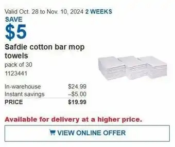 Costco Safdie cotton bar mop towels offer