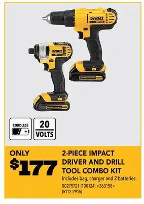 RONA DEWALT 2-PIECE IMPACT DRIVER AND DRILL TOOL COMBO KIT offer