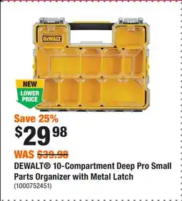 Home Depot DEWALT 10-Compartment Deep Pro Small Parts Organizer with Metal Latch offer